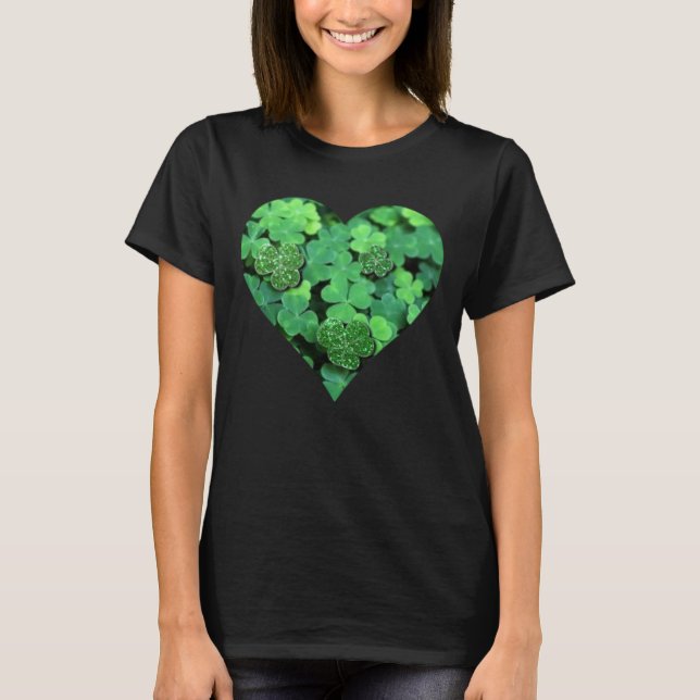 T-shirt Saint-Patties Day, shamrock vert, Coeurs irlandais (Devant)