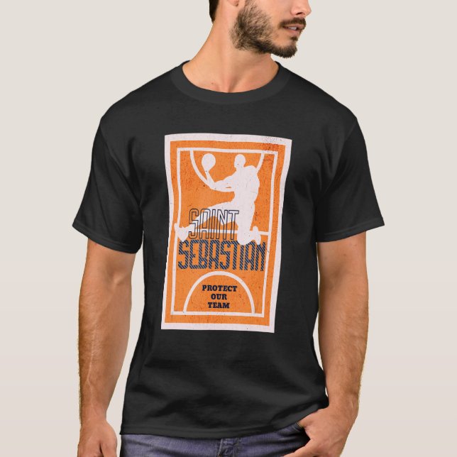 T-shirt Saint-Sébastien Basketball Dunk Patron Saint-Sport (Devant)