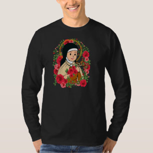 T-shirt Saint Thérèse De Lisieux Petite Fleur Rose Cath