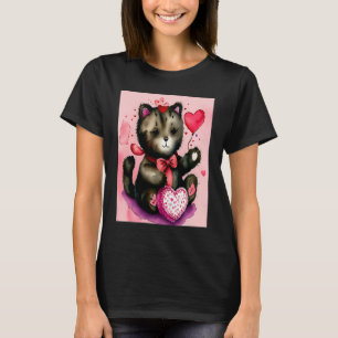 T-shirt Saint-Valentin Amour Coeur Chat Teddy Petite Amie