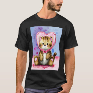 T-shirt Saint-Valentin Amour Coeur Chat Teddy Petite Amie