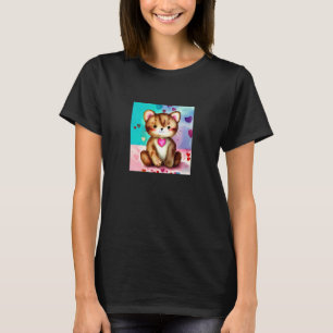 T-shirt Saint-Valentin Amour Coeur Chat Teddy Petite Amie 