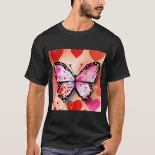 T-shirt Saint Valentin Amour Coeur Papillon Papillon Girlf