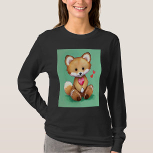 T-shirt Saint-Valentin Amour Coeur Renard Teddy Petite Ami