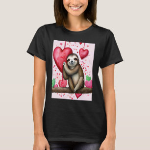 T-shirt Saint Valentin Amour Coeur Sloth Girlfriend Fiance