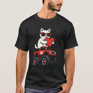 T-shirt Saint-Valentin Chat Conduisant un Camion Drôle Rét