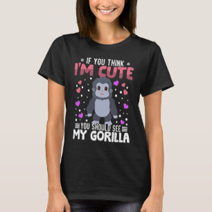 T-shirt Saint-Valentin Cœur de Gorille Animal pour Femmes