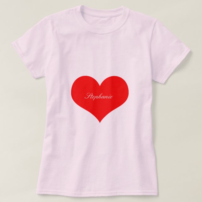 T-shirt Saint-Valentin Coeur Rouge Rose Monogramme mignon (Design devant)