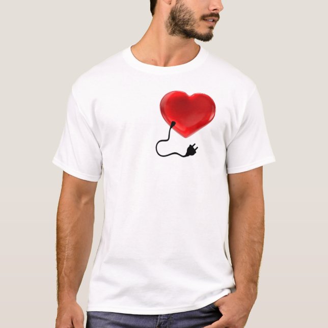 T-shirt Saint Valentin Coeur Socket Plug Paire Aimer Cadea (Devant)