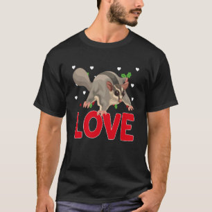 T-shirt Saint-Valentin Coeurs Aimer Sugar Glider Animal Wo