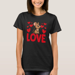 T-shirt Saint-Valentin Cœurs Amour Rat Animal Femmes  1