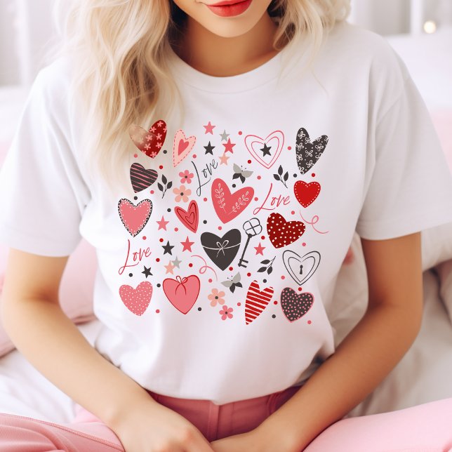 T-shirt Saint Valentin Coeurs et amour mignonne et élégant (Valentine's Day Hearts And Love Cute And Stylish T-Shirt)