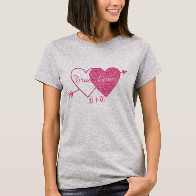 T-shirt Saint Valentin Coeurs jumeaux avec flèche (Devant)