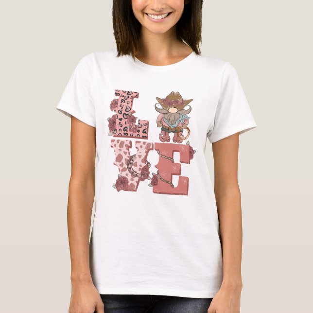 T-shirt Saint Valentin Cowboy Gnome (Devant)