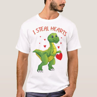 T-shirt Saint Valentin Dinosaure I Steal Hearts T-rex