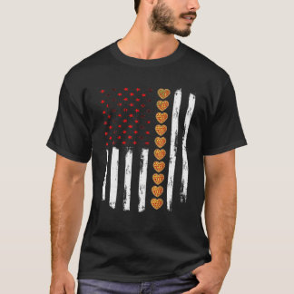 T-shirt Saint Valentin Drapeau américain Coeurs rouges Pat
