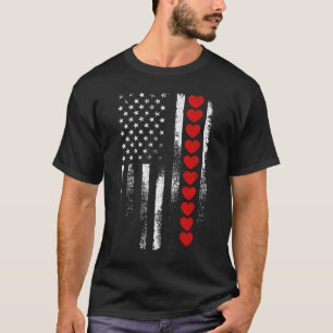 T-shirt Saint-Valentin Drapeau américain des États-Unis Cœ