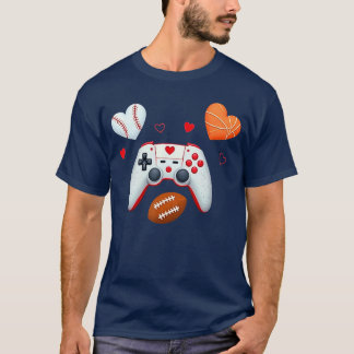T-shirt Saint-Valentin garçons hommes Cœurs jeu Basket-bal