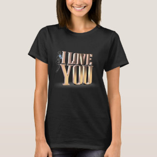 T-shirt Saint Valentin Golden 3D I Love You Black