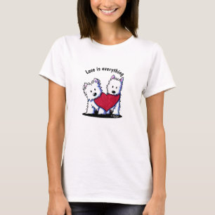 T-shirt Saint Valentin KiniArt Westie Duo