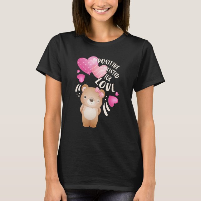 T-shirt Saint Valentin ours fille avec coeur (Devant)