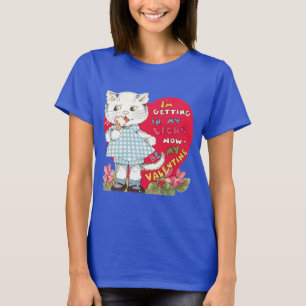 T-shirt Saint-Valentin Rétro Chat Vintage Mangeant de la C