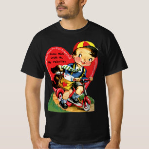 T-shirt Saint-Valentin Rétro, Garçon Vintage sur un Scoote