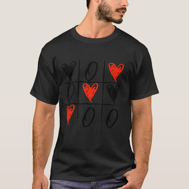 T-shirt Saint Valentin Tic Tac Toe Heart (Devant)