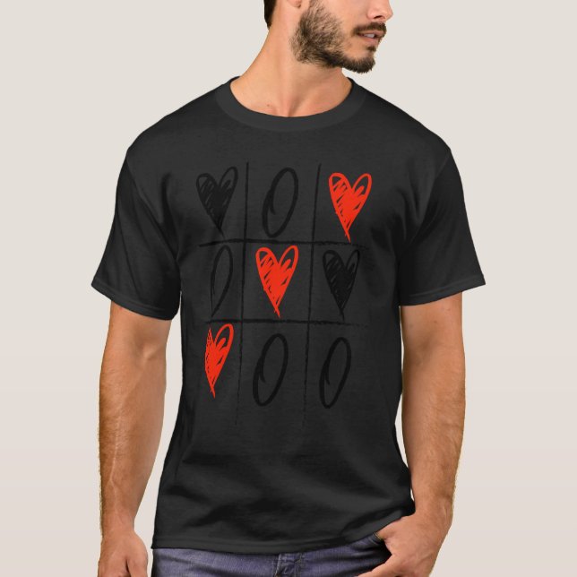 T-shirt Saint Valentin Tic Tac Toe Heart (Devant)