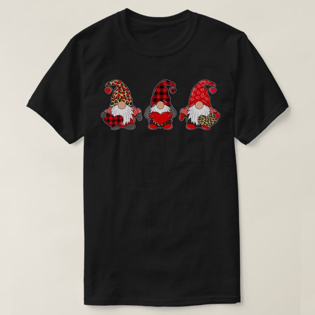 T-shirt Saint Valentin Trois Gnomes tenant le léopard du c (Design devant)