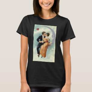 T-shirt Saint-Valentin victorien vintage Baiser sur la Lun