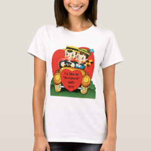 T-shirt Saint Valentin, Vintage fille et garçon en voiture