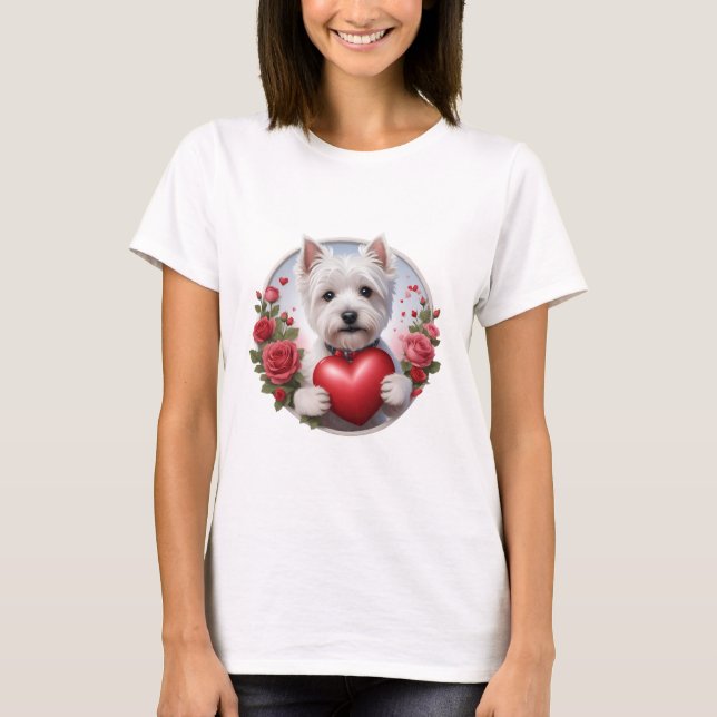 T-shirt Saint Valentin Westie avec coeur (Devant)