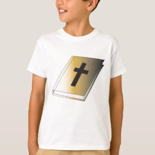 T-shirt Sainte Bible dorée avec Croix Noire Religieuse