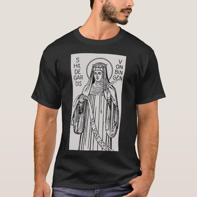 T-shirt Sainte Hildegarde de Bingen abbesse bénédictine (Devant)
