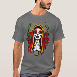 T-shirt Sainte Père Noël Muerte Cult Girl avec fleurs
