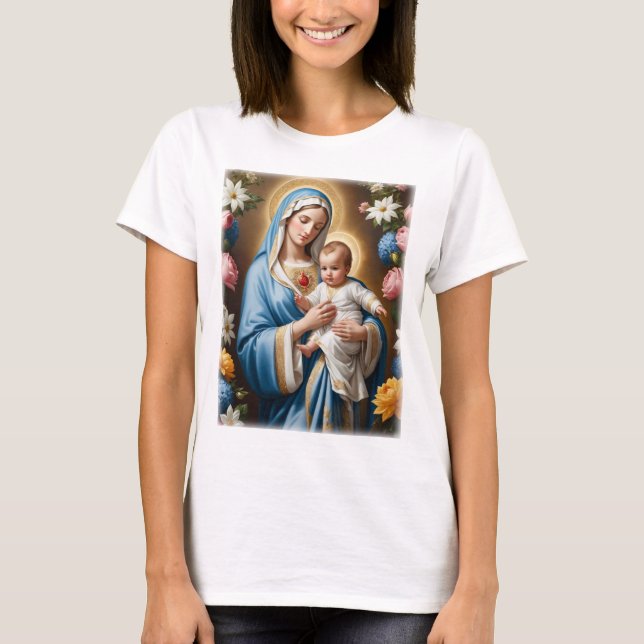 T-shirt Sainte Vierge Marie et Bébé Jésus (Devant)