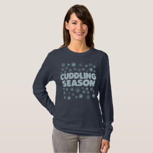 T-shirt Saison de boudin Coussin Hiver Snowflakes Drôle