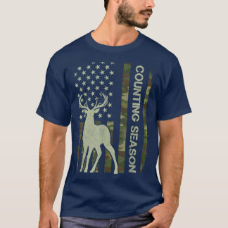 T-shirt Saison de comptage Camoue Drapeau américain Chasse