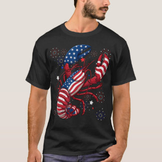 T-shirt Saison de homard américain drapeau américain creve