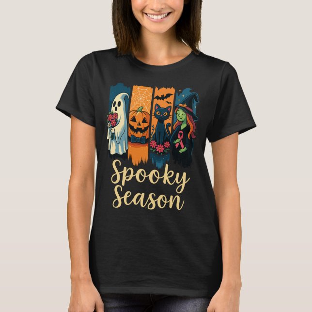 T-shirt Saison éffrayante avec sensibilisation à l'Hallowe (Devant)