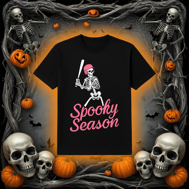 T-shirt Saison éffrayante | Casquette rose squelette de ba (Créateur téléchargé)