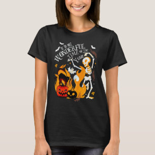 T-shirt Saison effrayante Danse squelette Chat noir Hallow