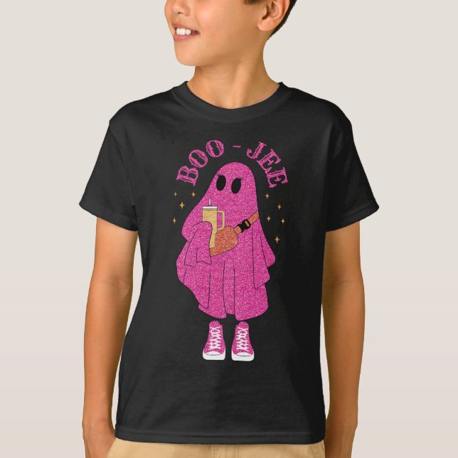 T-shirt Saison éffrayante Fantôme rose Halloween Costume B (Devant)