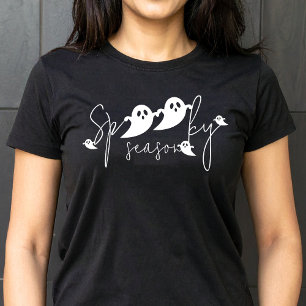 T-shirt Saison éffrayante Fantôme Silhouettes Script Hallo