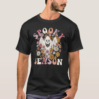 T-shirt Saison éffrayante Retro Halloween mignonne Ghost S