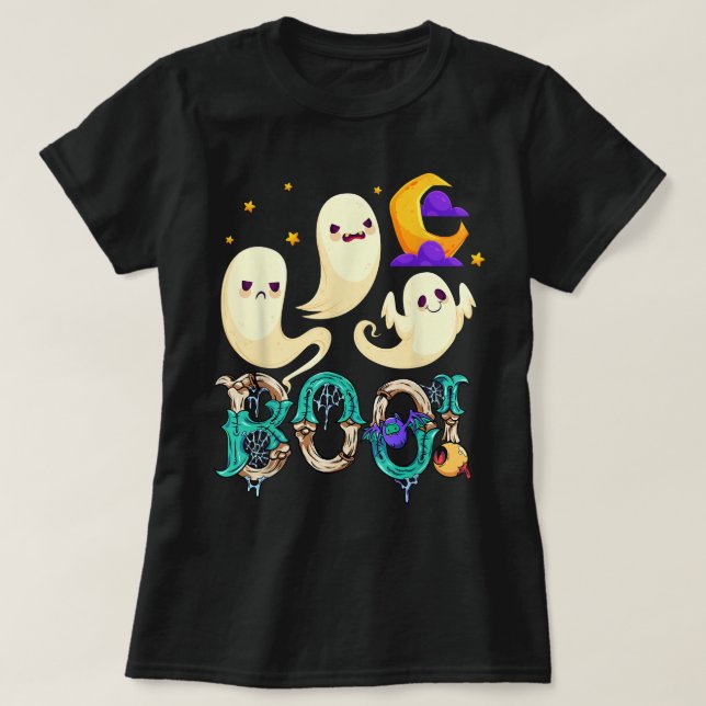 T-shirt Saison Éffrayante super mignonne Ghost Holding Cit (Design devant)