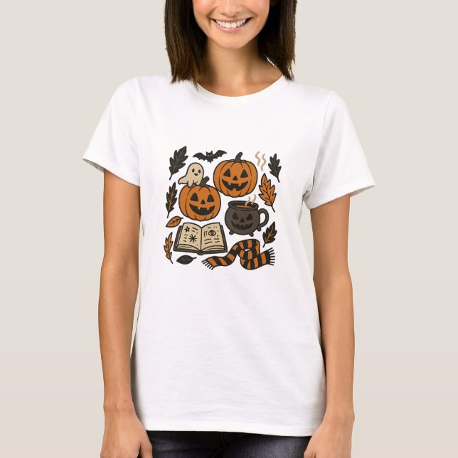 T-shirt Saison éffrayante - Vibes Haunted Halloween (Devant)