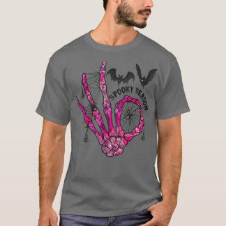 T-shirt Saison Éffrayante vintage Funny Skeleton Main Retr