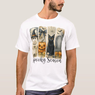 T-shirt Saison éffrayante Vintage Halloween Ghost Citrouil